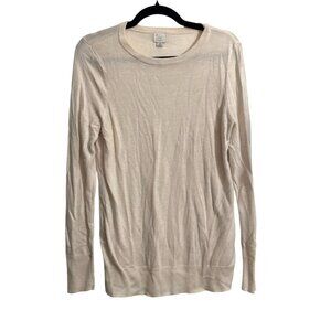 A New Day Womens Ivory Lightweight Sweater Size M Rayon Blend Long Sleeves Crew